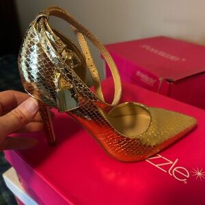 Gold Snakeskin Stiletto Heels